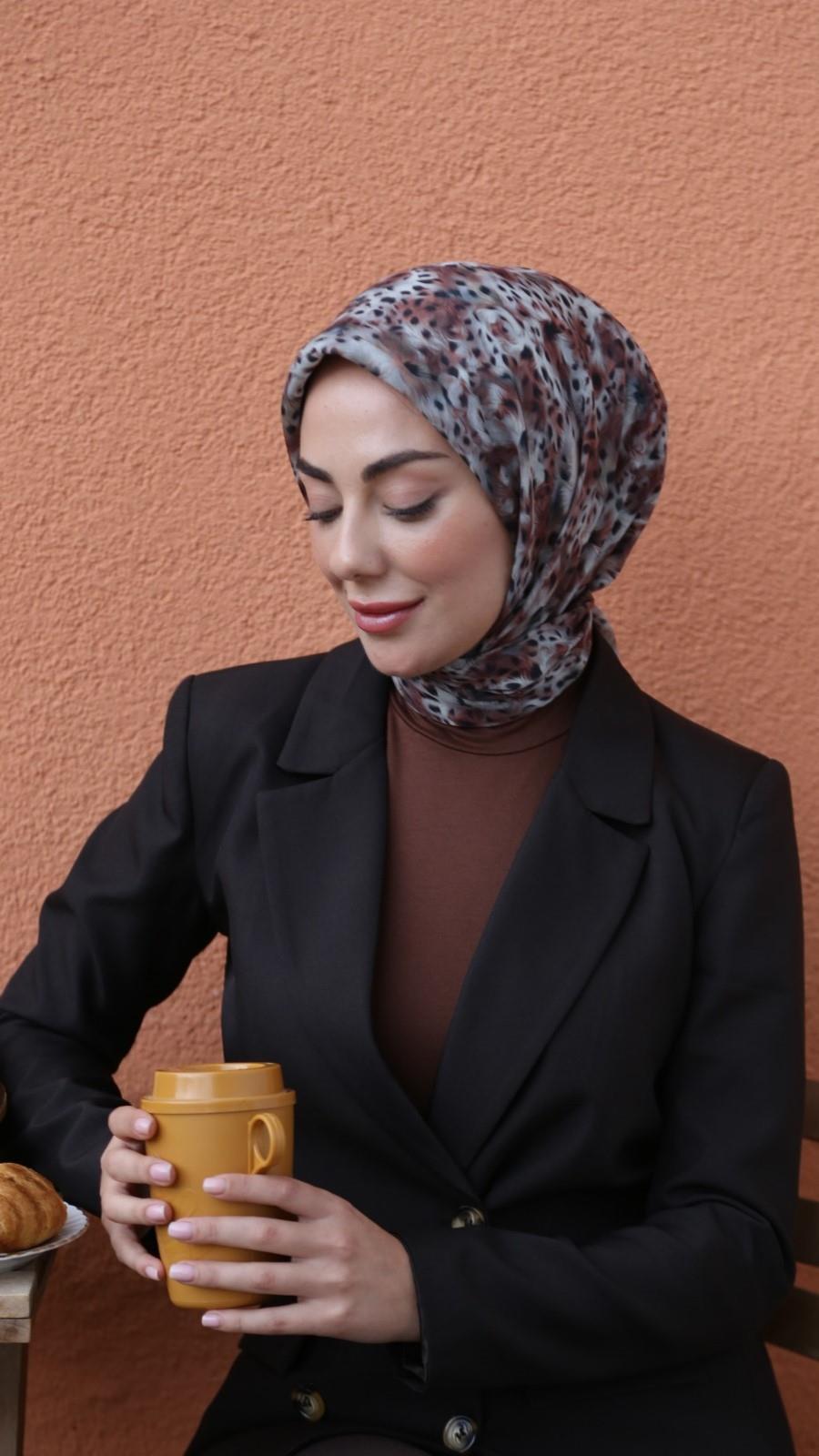 Locella Soft Pamuk Eşarp Kahve-5