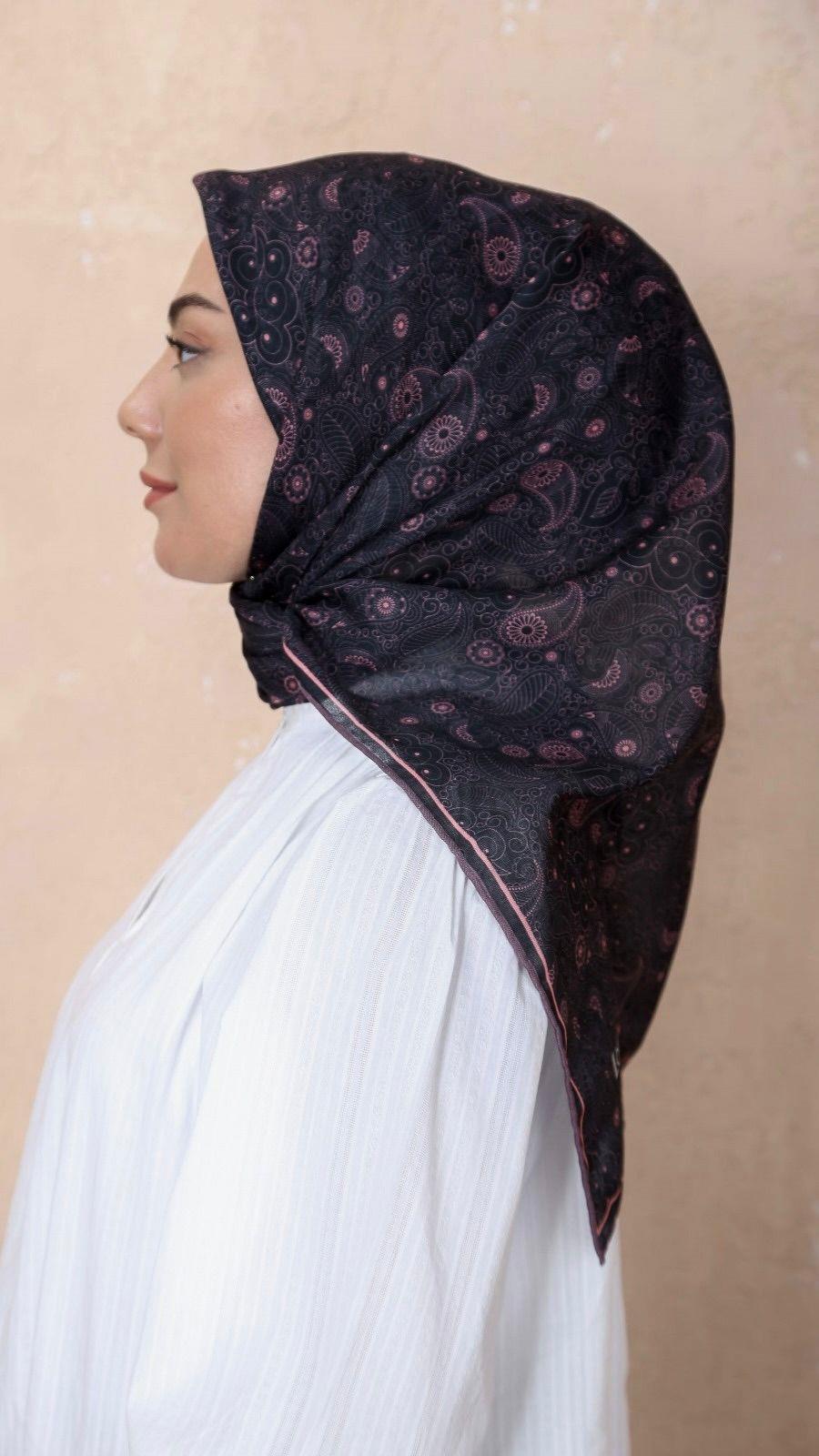 Locella Soft Pamuk Eşarp Siyah Pembe-24