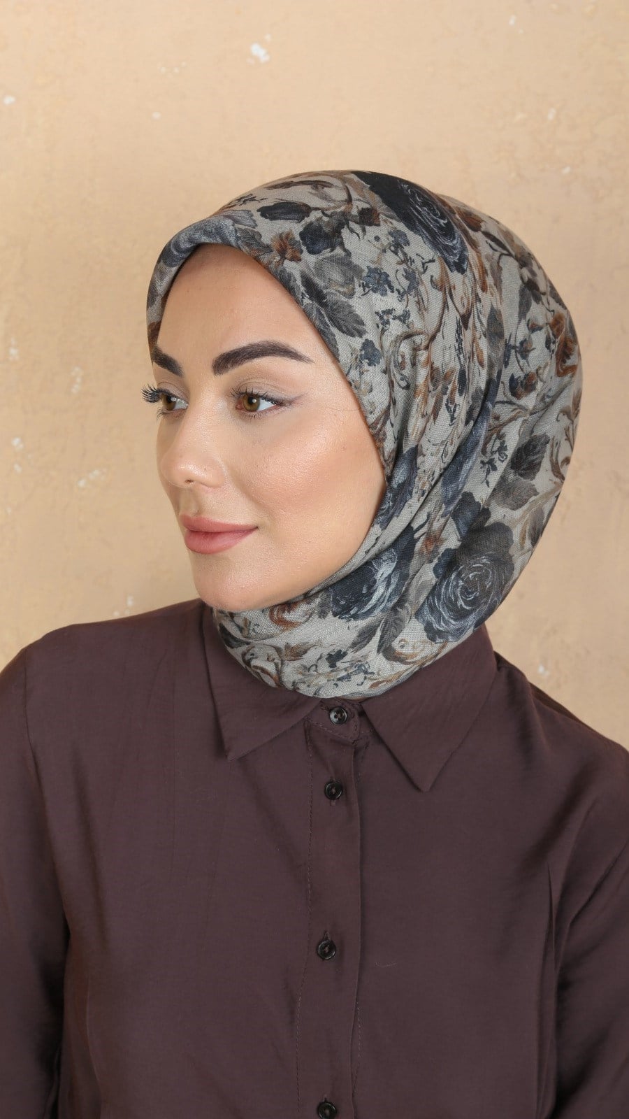 Locella Soft Pamuk Eşarp Koyu Krem