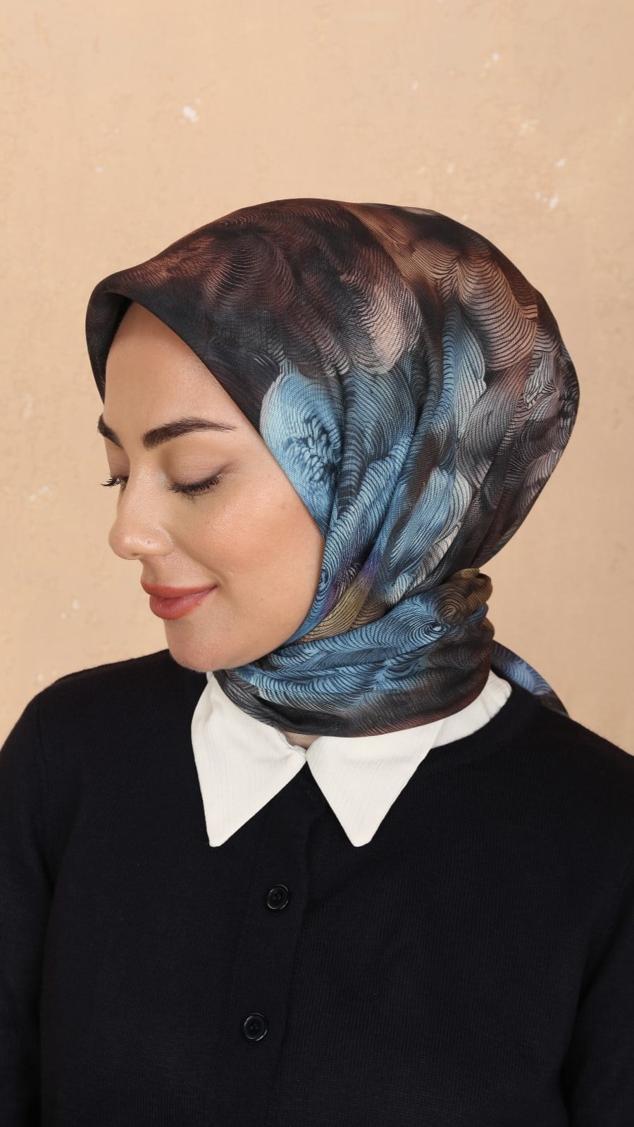 Locella Soft Pamuk Eşarp Siyah Mavi