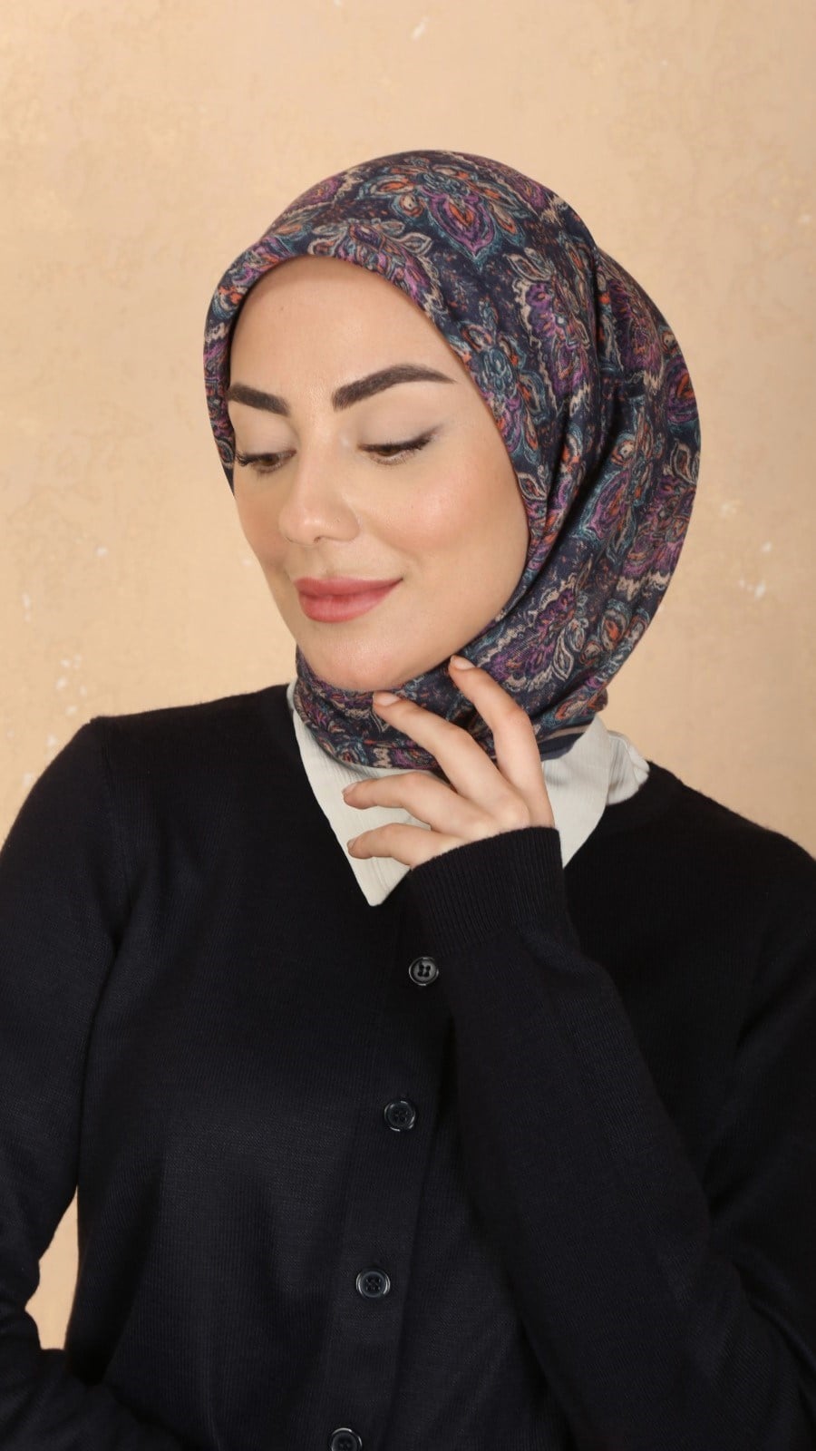 Locella Soft Pamuk Eşarp Lacivert