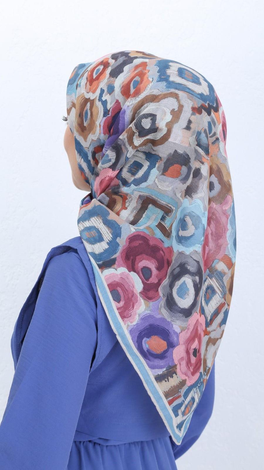 Locella Soft Pamuk Eşarp Mavi-9