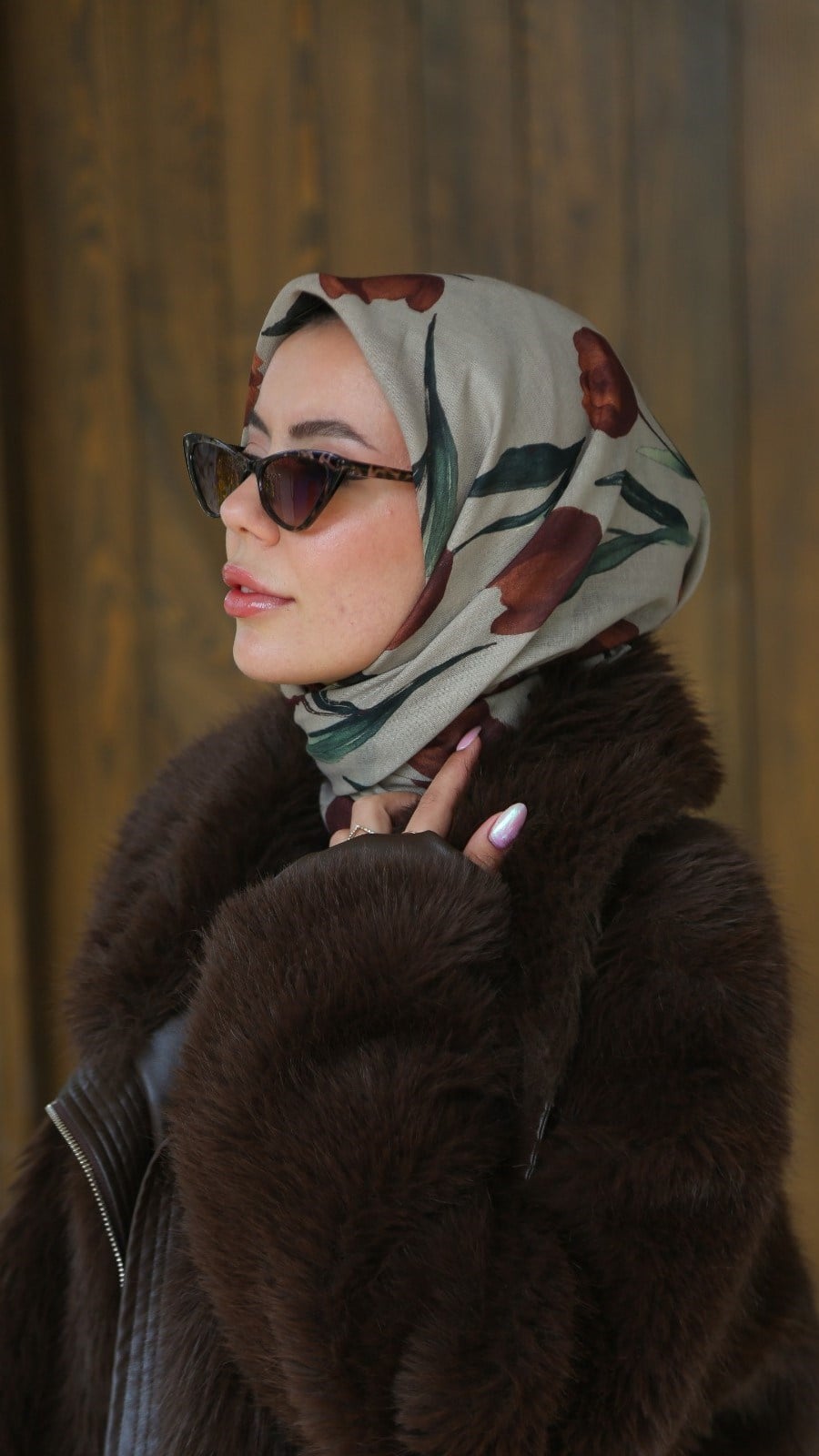 Locella Soft Pamuk Eşarp Koyu Krem