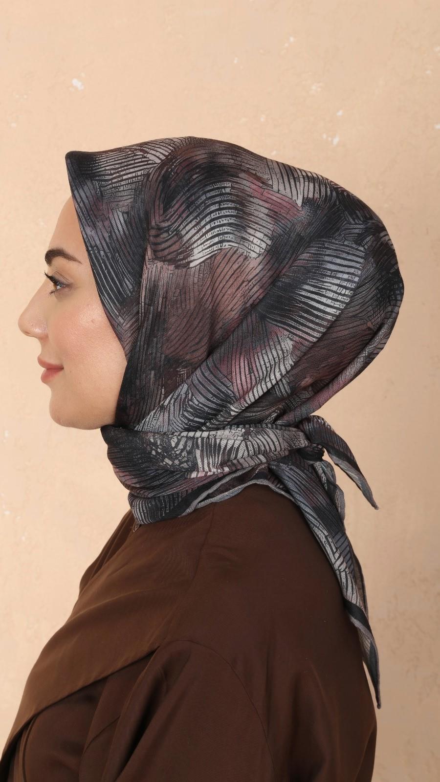 Locella Soft Pamuk Eşarp Siyah Gri-3