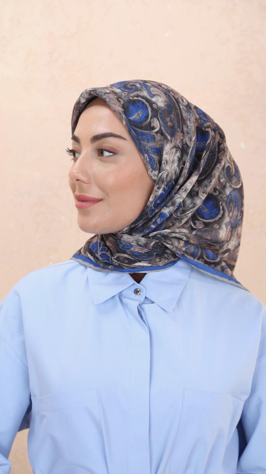 Locella Soft Pamuk Eşarp Saks-6