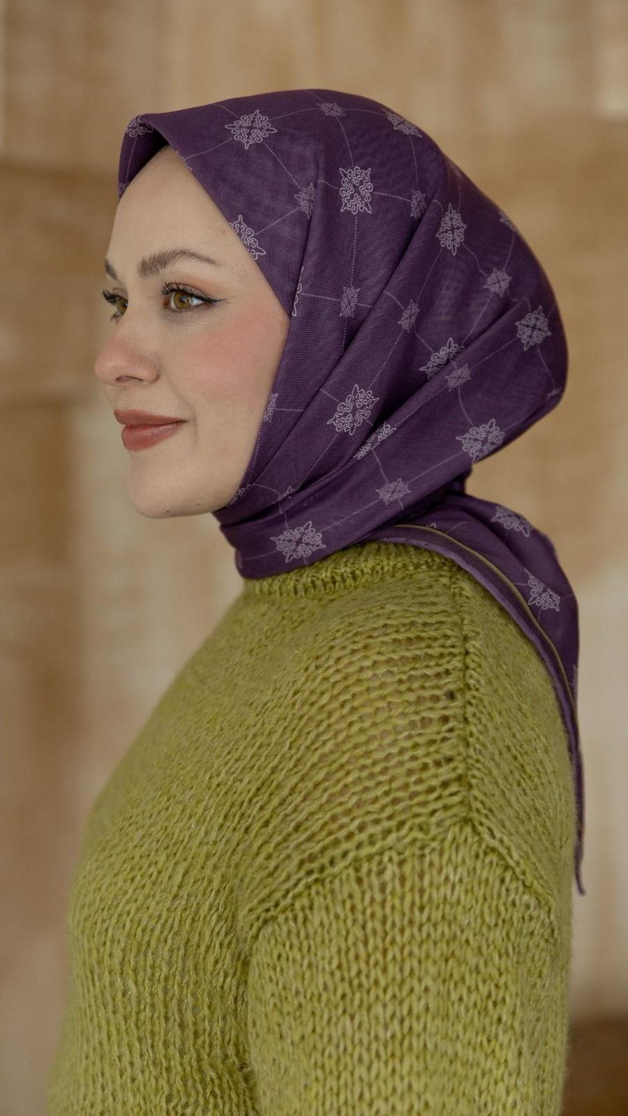 Locella Soft Pamuk Eşarp Mor-6