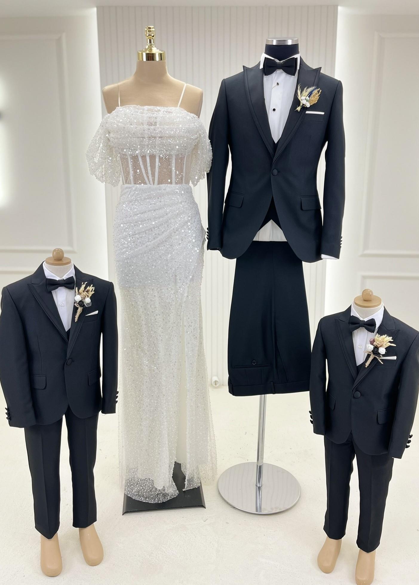 Balinli İncili Kumaş Abiye Baba Oğul Kombin Set 12