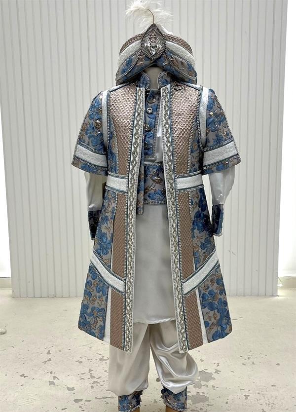 Turkuaz Bakır Zırhlı Dokulu Brokar Kaftan Sünnet Kıyafeti