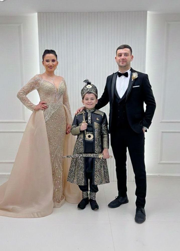 Uzun Tansparan Kollu Pelerinli Özel Tasarım Abiyeli Siyah Kaftanlı Siyah Damatlıklı Kombin Set 152