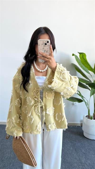 Elina Püsküllü Kimono Gömlek - Yeşil