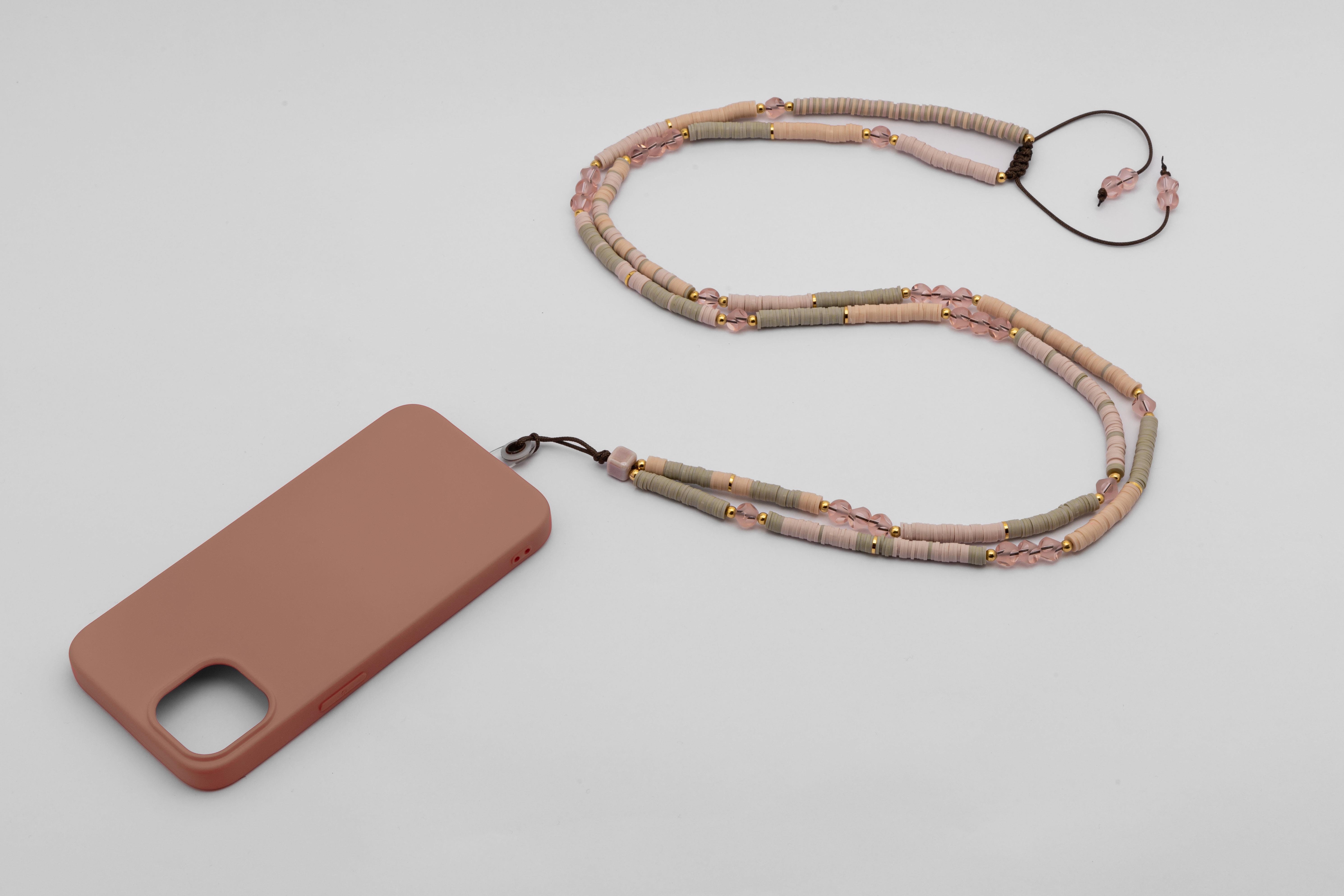 Fimo Boncuk Telefon Askısı Bej