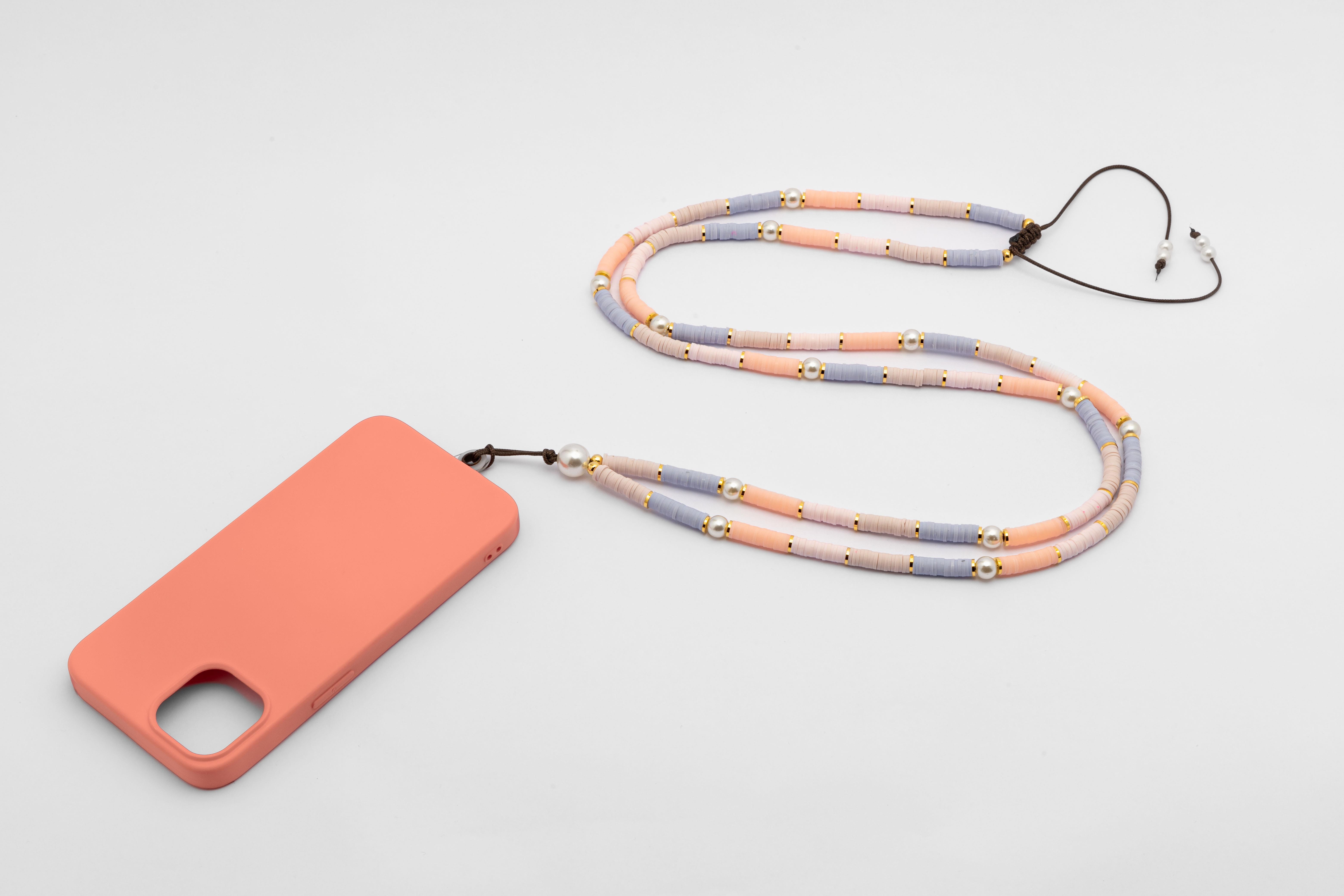 Fimo Boncuk Telefon Askısı Pembe Pastel 