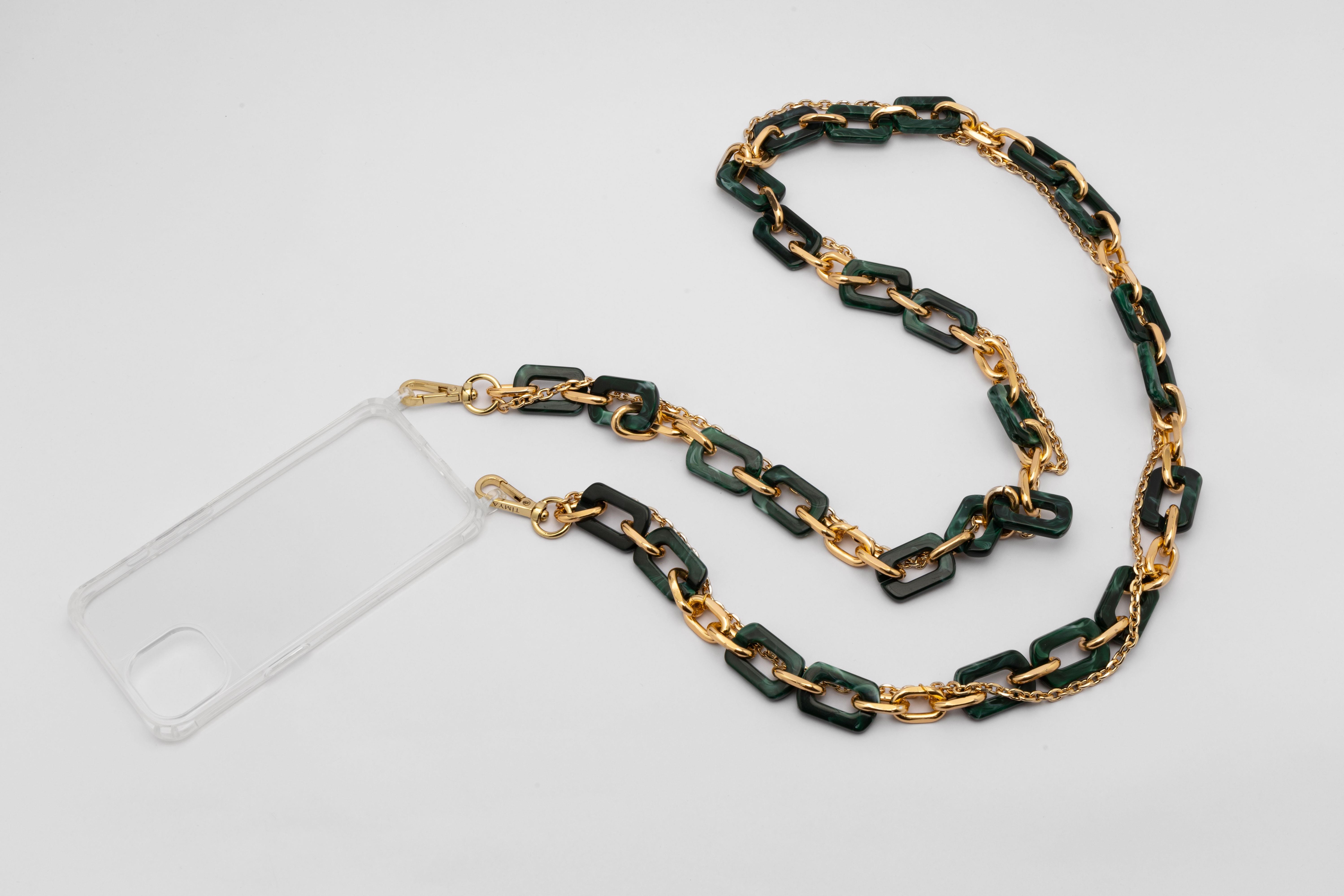 Gold Chain Telefon Askısı Yeşil