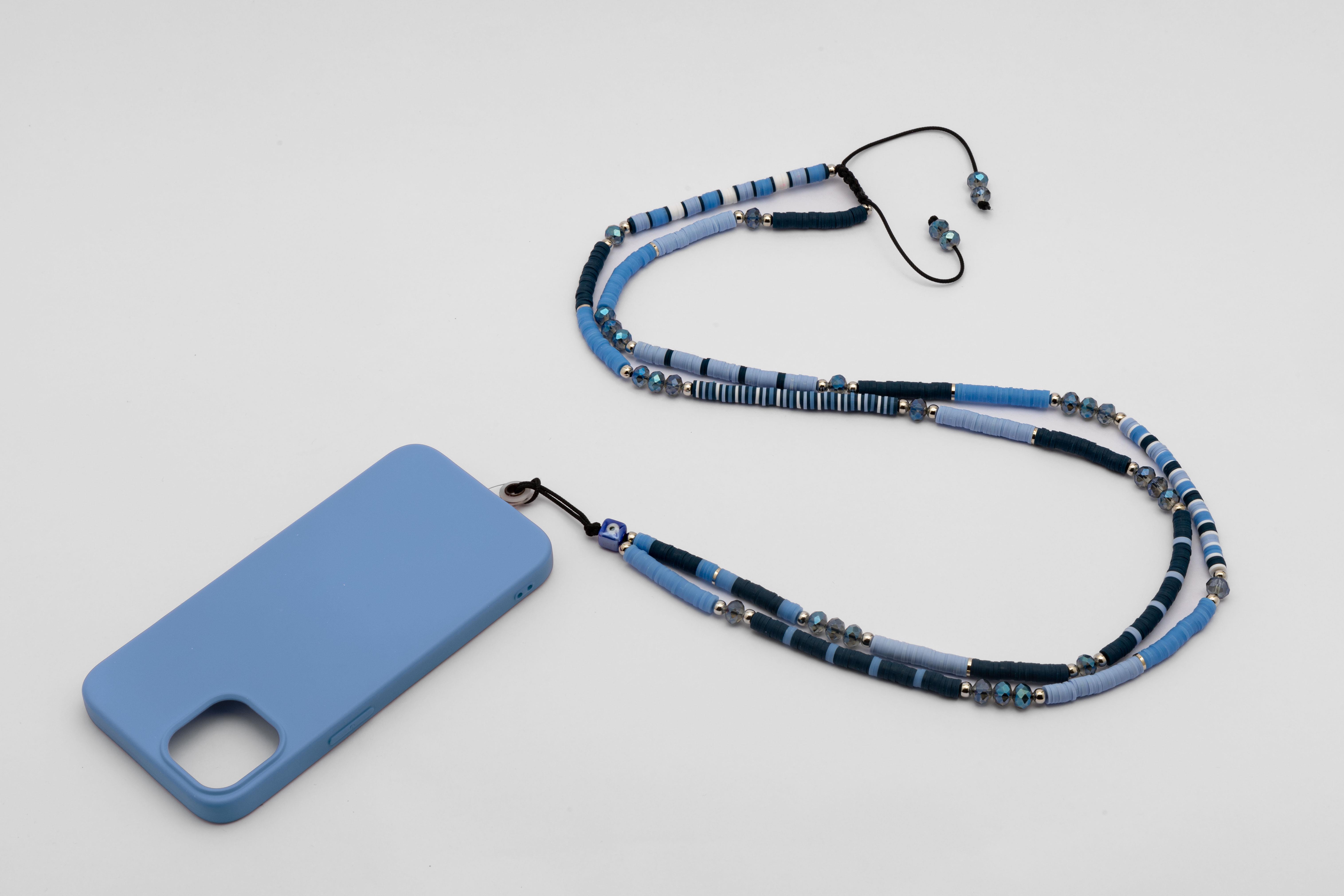 Fimo Boncuk Telefon Askısı Mavi Pastel