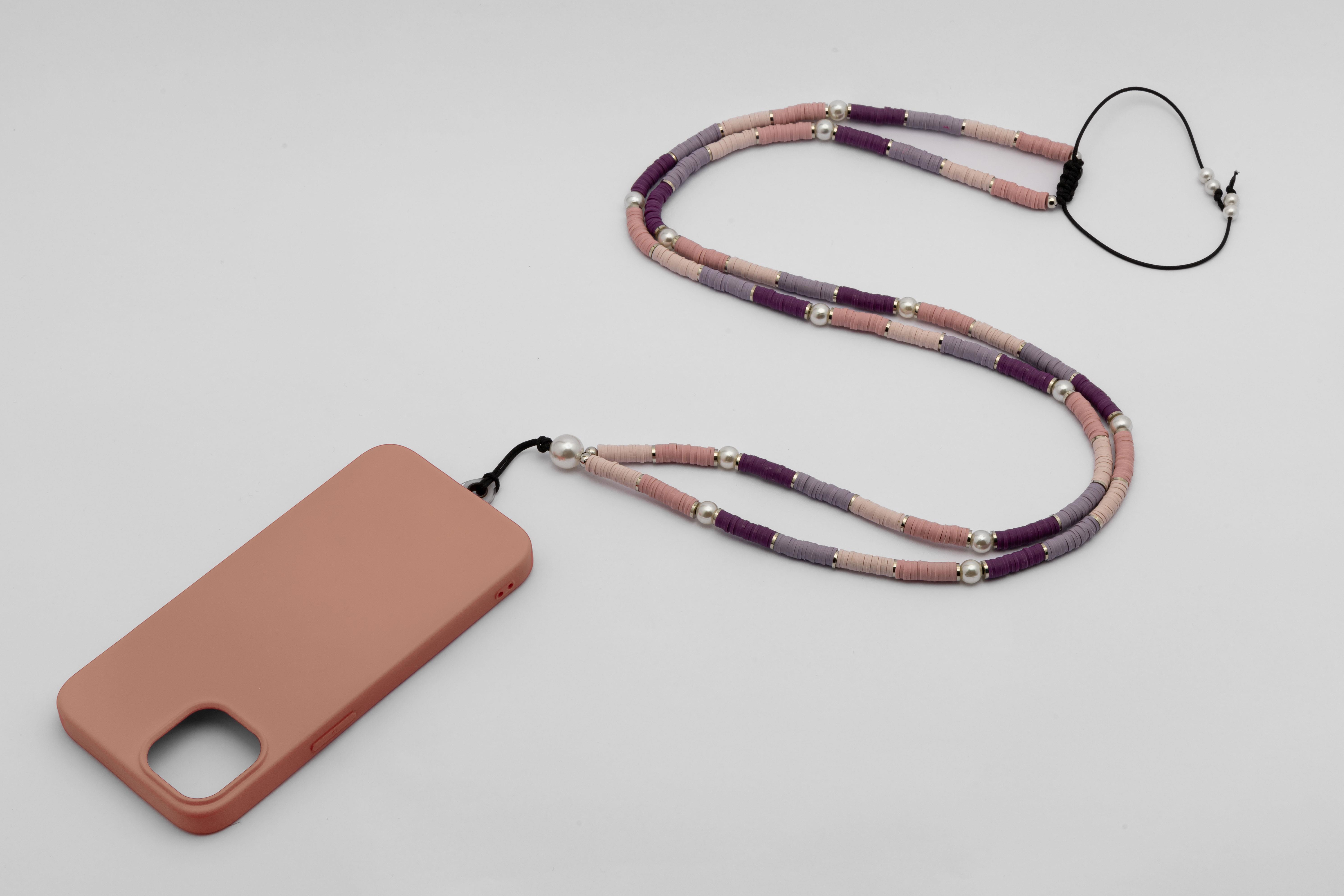 Fimo Boncuk Telefon Askısı Mor Pastel