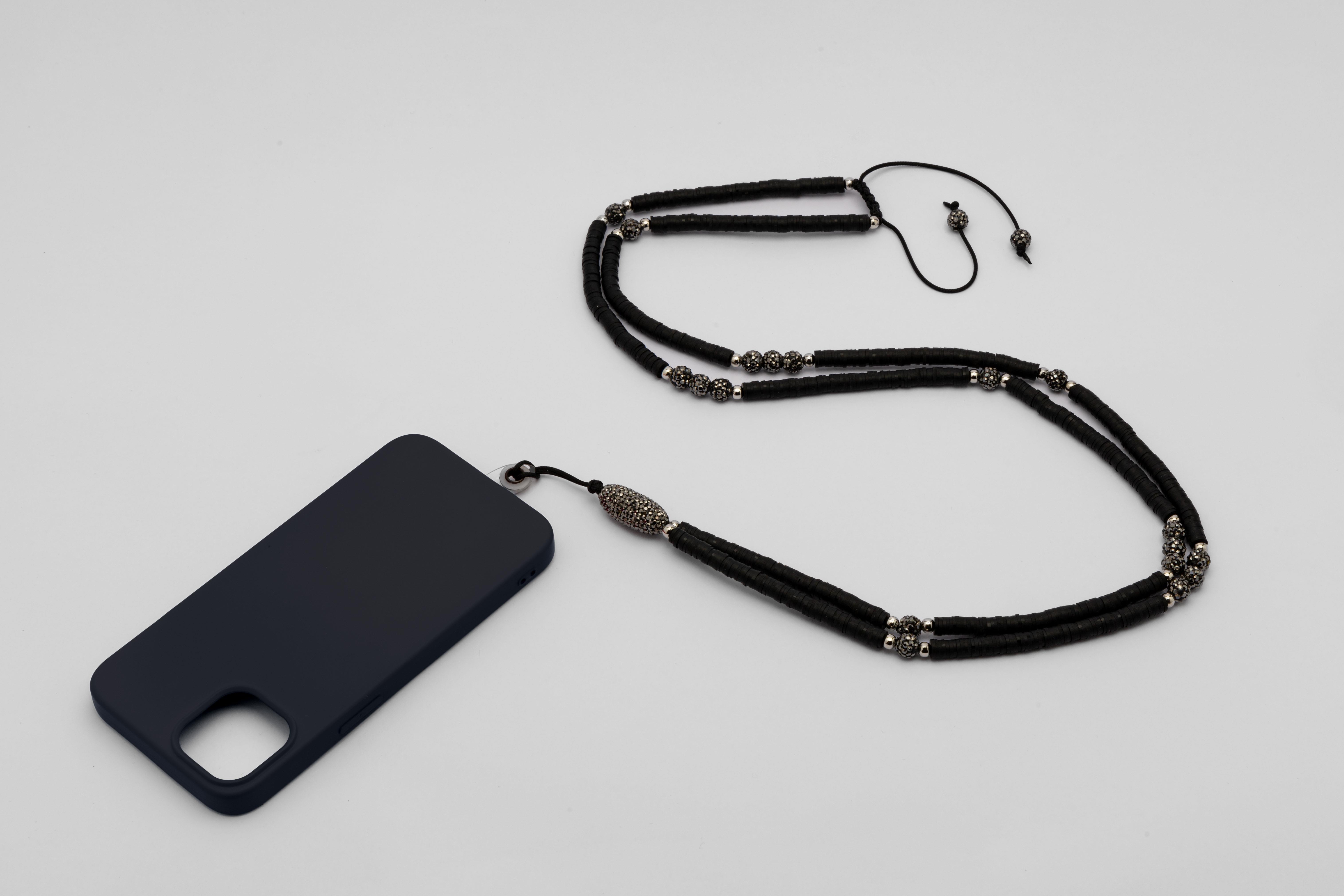 Fimo Boncuk Telefon Askısı Siyah