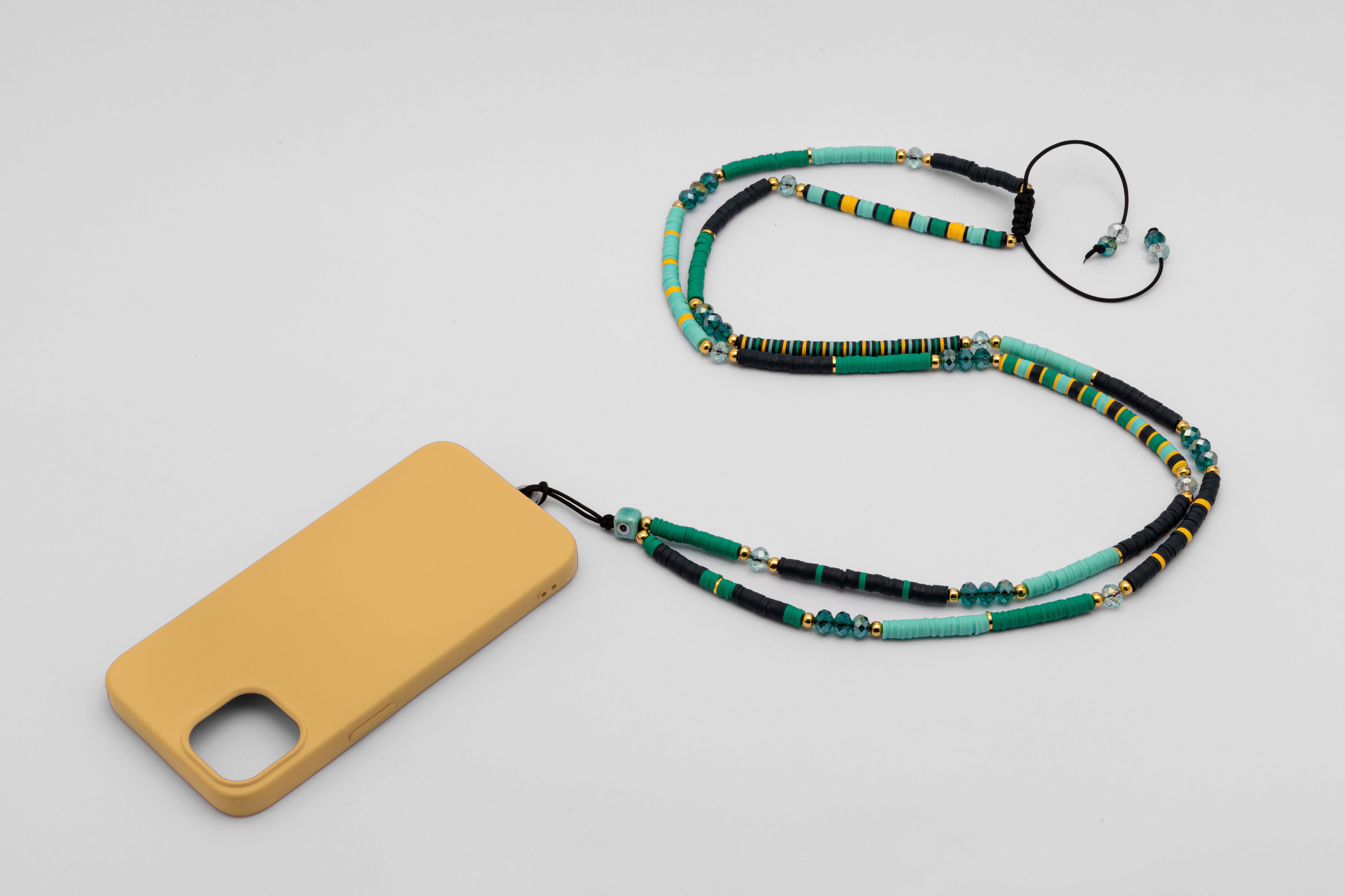 Fimo Boncuk Telefon Askısı Yeşil 