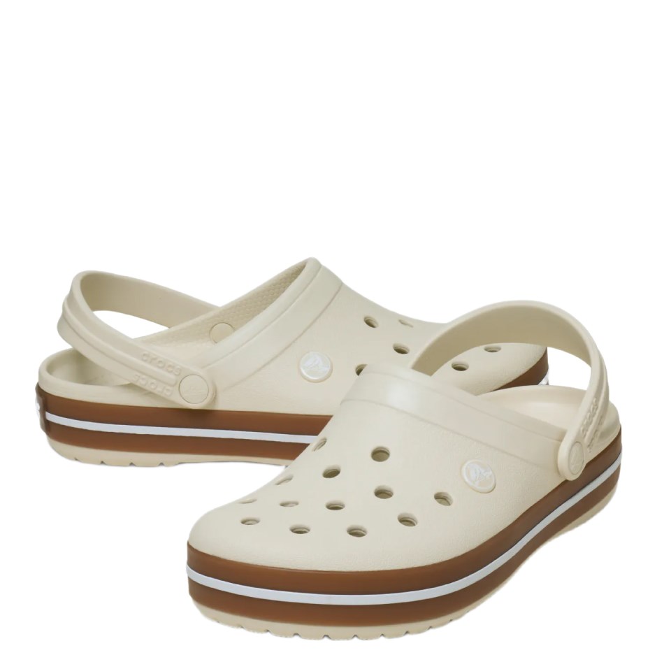 Crocband Gum Clog Crocs Kemik Rengi Kahverengi Şeritli Crocs