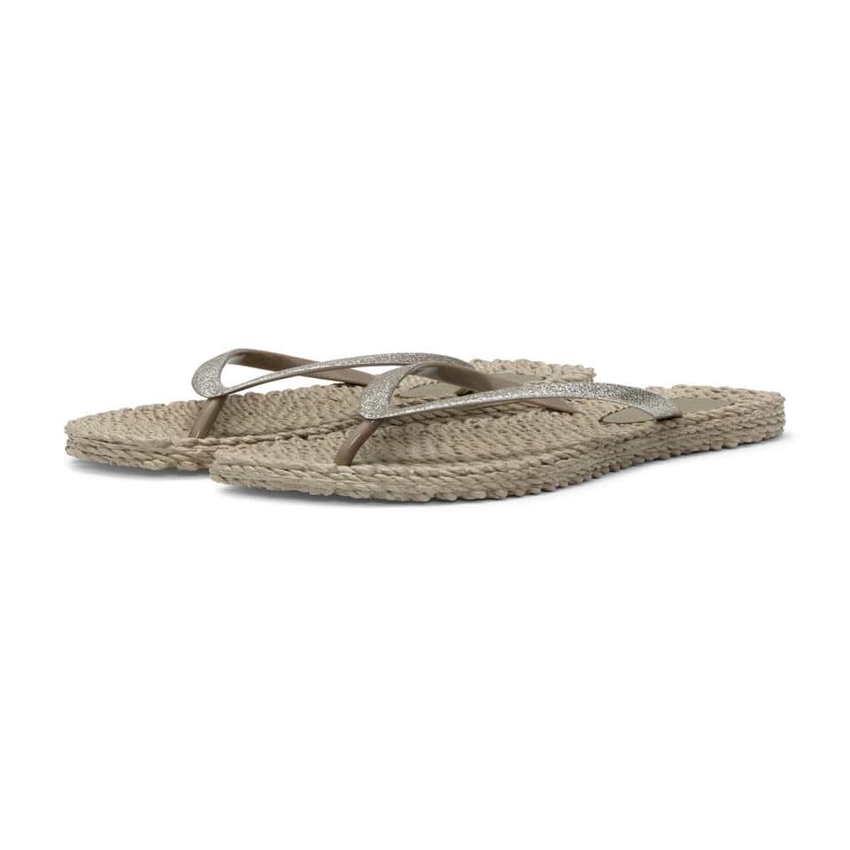Ilse Jacobsen - Cheerful01 Flip Flop With Glitter Bej Simli Parmak Arası Terlik