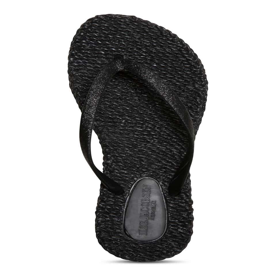 Ilse Jacobsen - Cheerful01 Flip Flop With Glitter Siyah Simli Parmak Arası Terlik