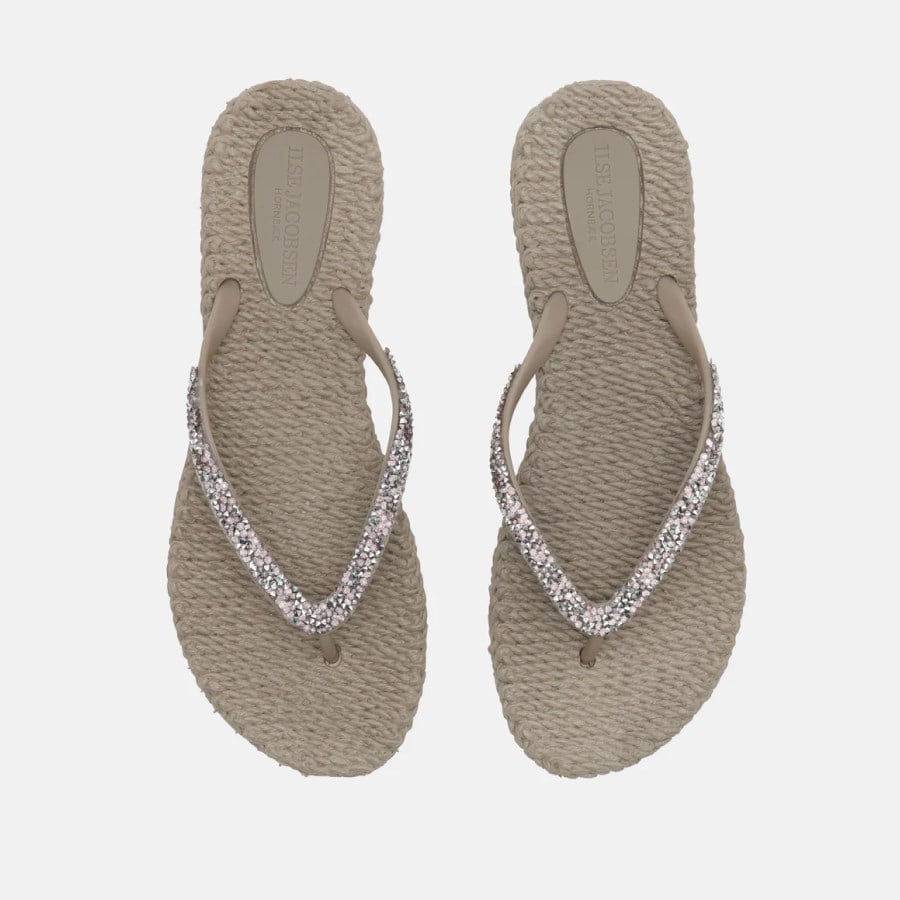Ilse Jacobsen - Cheerful03G Flip Flop With Rhinest Bej Taşlı Parmak Arası Terlik