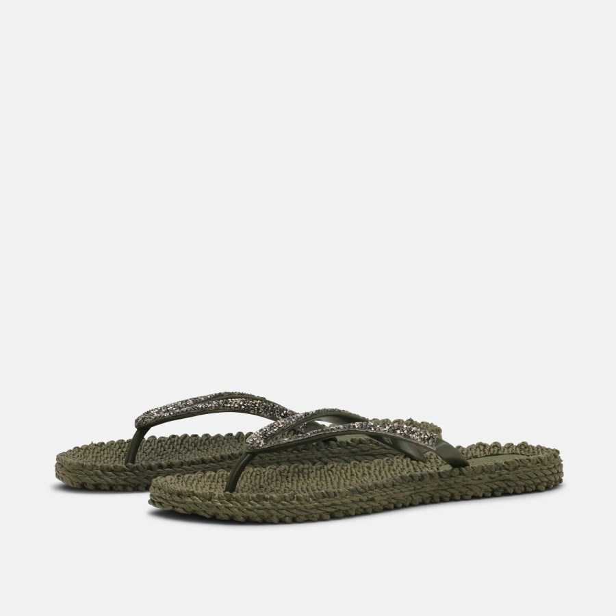 Ilse Jacobsen - Cheerful03G Flip Flop With Rhinest Haki Taşlı Parmak Arası Terlik