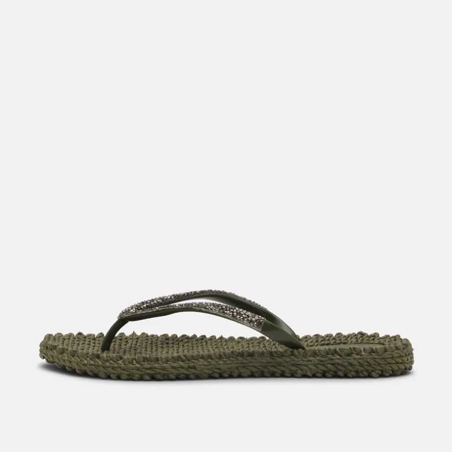 Ilse Jacobsen - Cheerful03G Flip Flop With Rhinest Haki Taşlı Parmak Arası Terlik