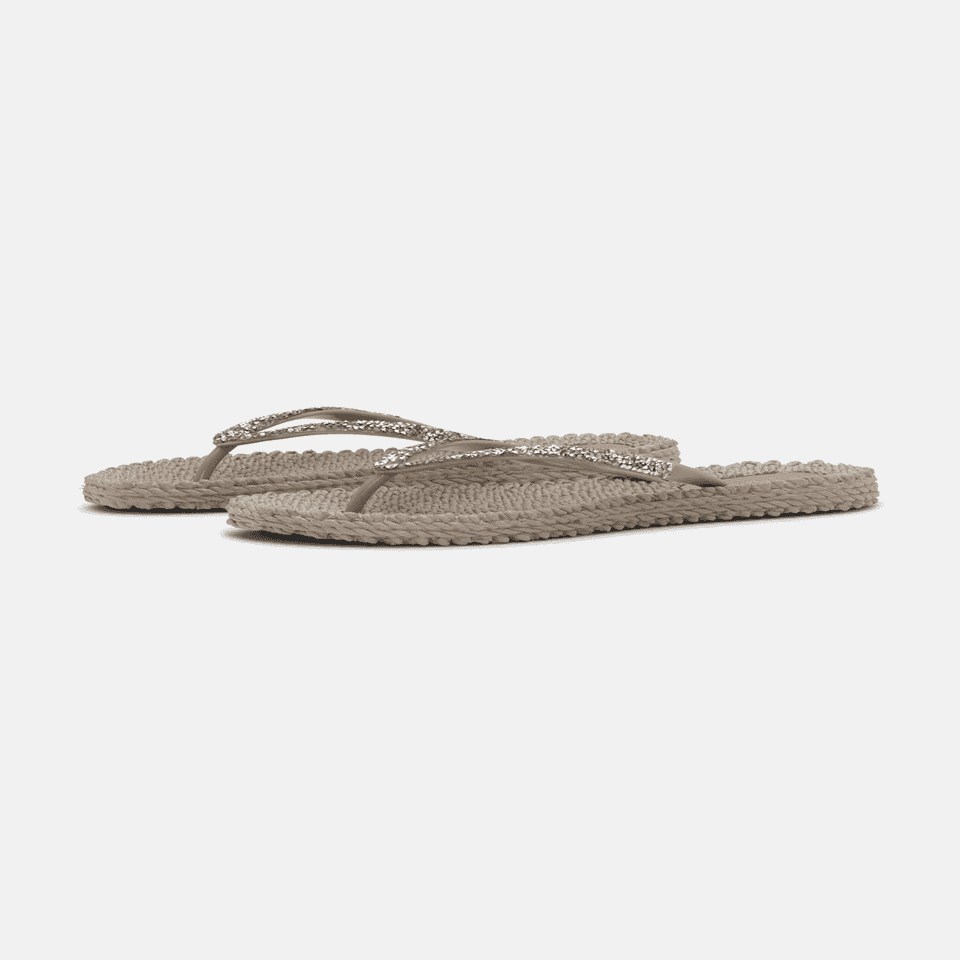 Ilse Jacobsen - Cheerful03G Flip Flop With Rhinest Bej Taşlı Parmak Arası Terlik