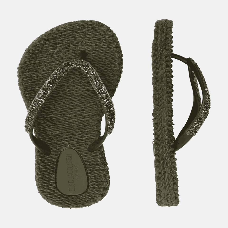 Ilse Jacobsen - Cheerful03G Flip Flop With Rhinest Haki Taşlı Parmak Arası Terlik