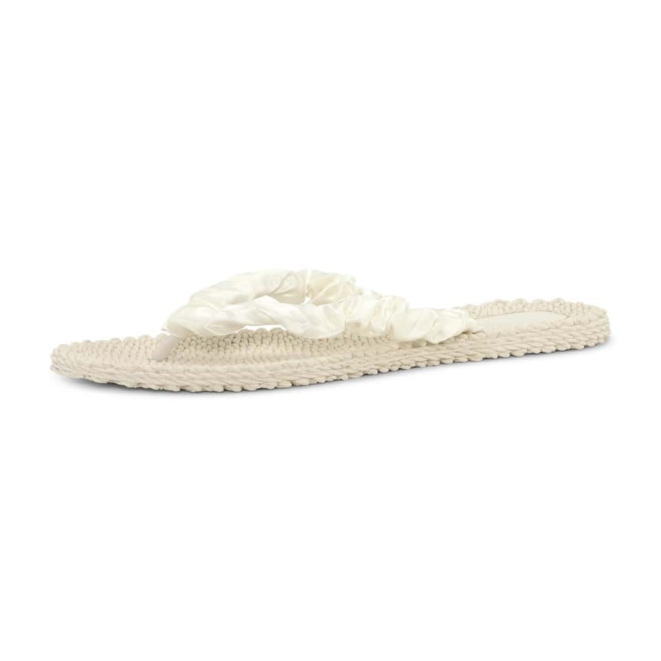 Ilse Jacobsen - Cheerful06 Flip Flop Şık Büzgü Detaylı Krem Parmak Arası Terlik