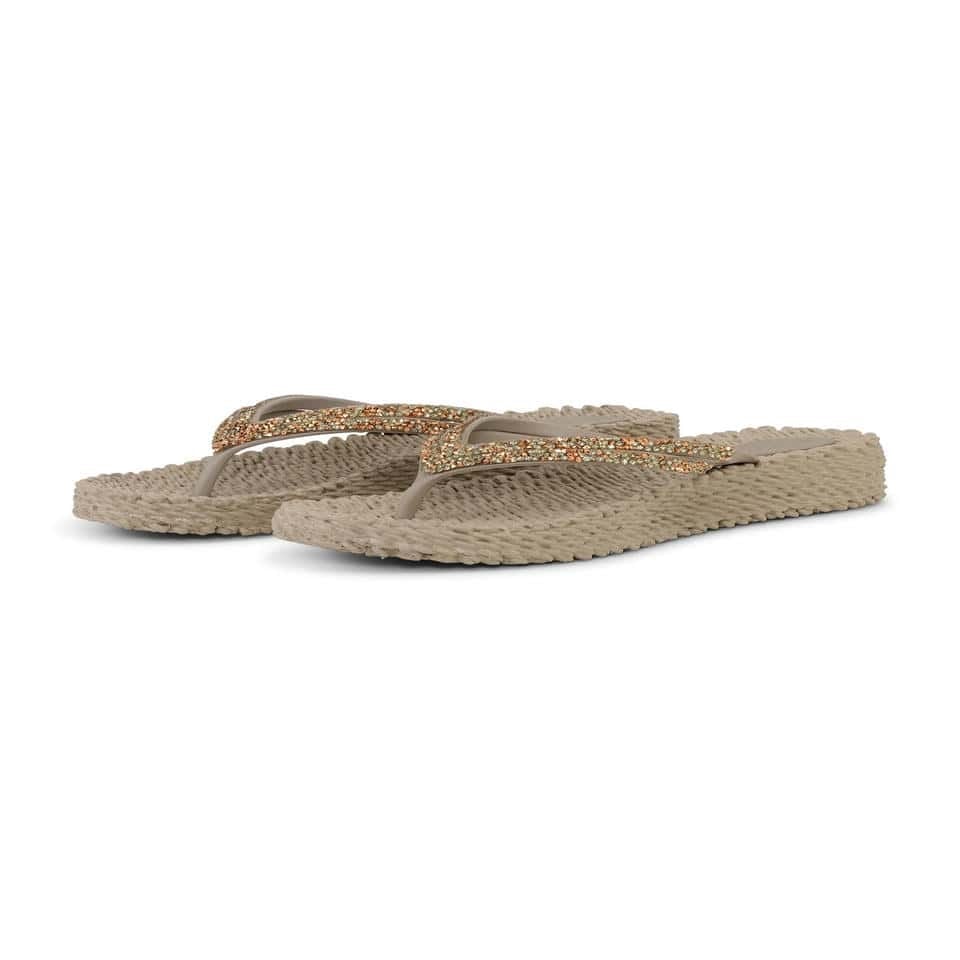 Ilse Jacobsen - Cheerful15 Flip Flop On Platform  Bej Taşlı Platformlu Parmak Arası Terlik