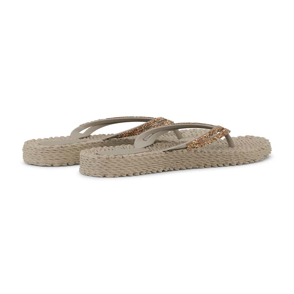 Ilse Jacobsen - Cheerful15 Flip Flop On Platform  Bej Taşlı Platformlu Parmak Arası Terlik