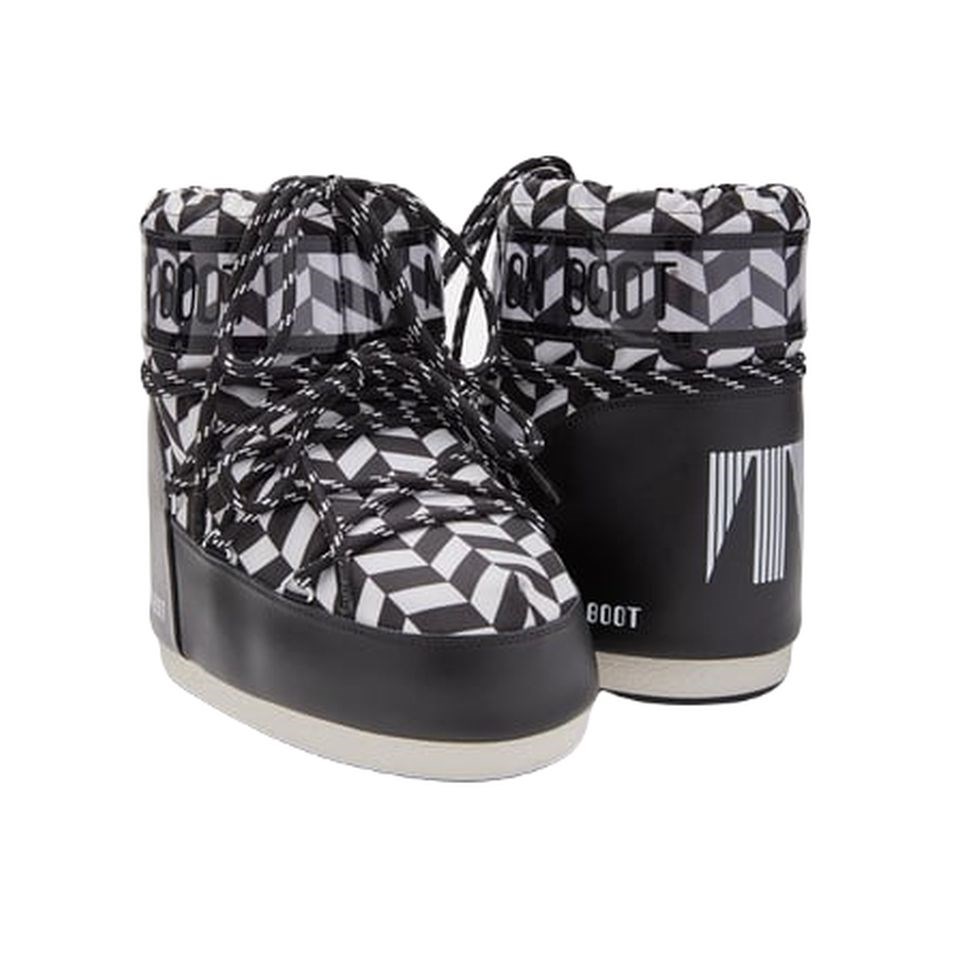 Moon Boot Icon Low Optical Black/White Kadın Kısa Kar Botu