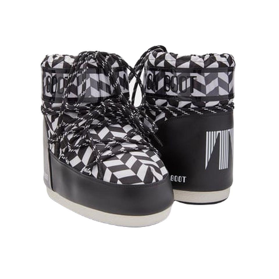 Moon Boot Icon Low Optical Black/White Kadın Kısa Kar Botu