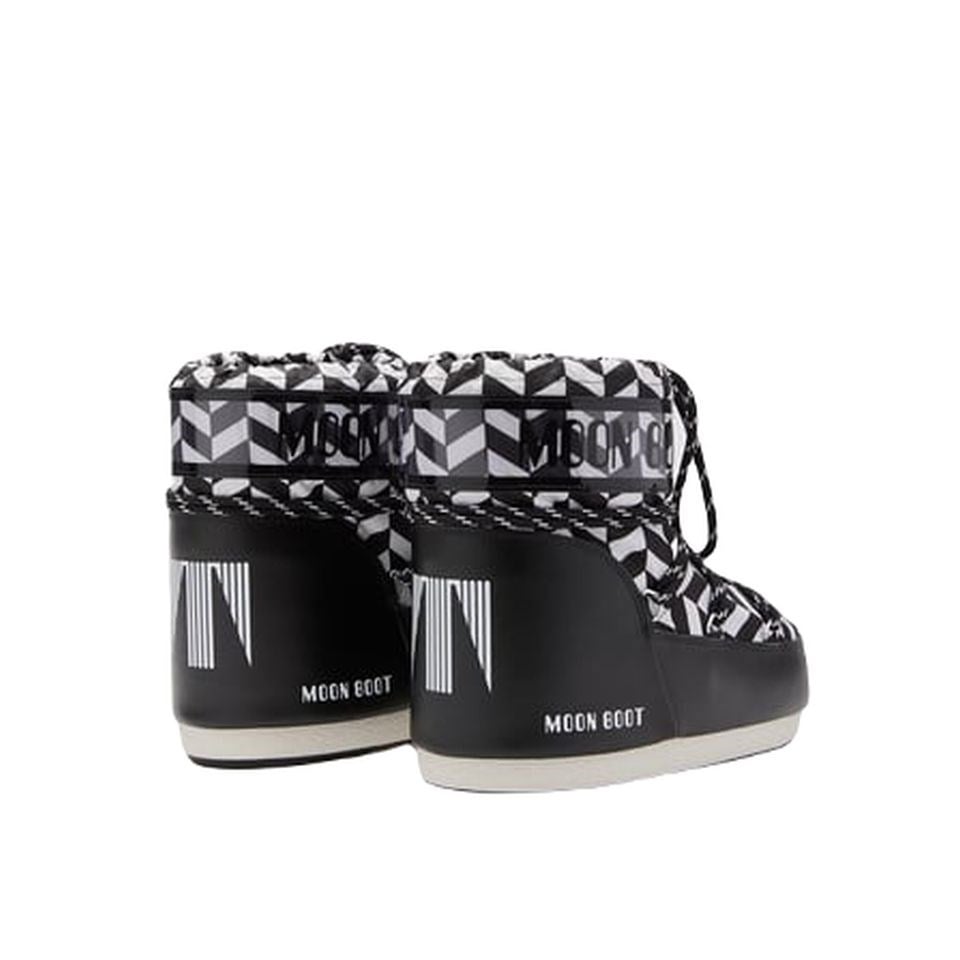 Moon Boot Icon Low Optical Black/White Kadın Kısa Kar Botu