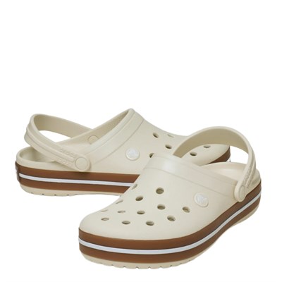 Crocband Gum Clog Crocs Kemik Rengi Kahverengi Şeritli Crocs
