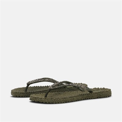 Ilse Jacobsen - Cheerful03G Flip Flop With Rhinest Haki Taşlı Parmak Arası Terlik
