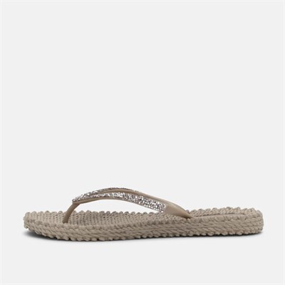 Ilse Jacobsen - Cheerful03G Flip Flop With Rhinest Bej Taşlı Parmak Arası Terlik