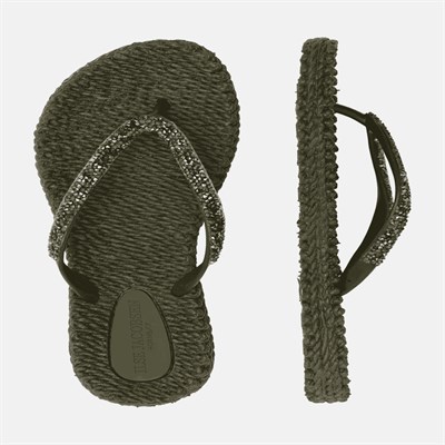 Ilse Jacobsen - Cheerful03G Flip Flop With Rhinest Haki Taşlı Parmak Arası Terlik