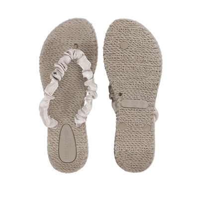 Ilse Jacobsen - Cheerful06 Flip Flop Şık Büzgü Detaylı Bej Parmak Arası Terlik