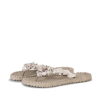 Ilse Jacobsen - Cheerful06 Flip Flop Şık Büzgü Detaylı Bej Parmak Arası Terlik