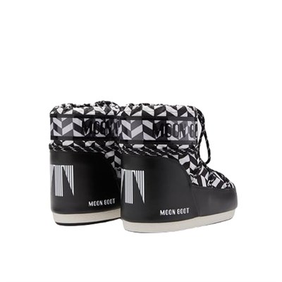 Moon Boot Icon Low Optical Black/White Kadın Kısa Kar Botu