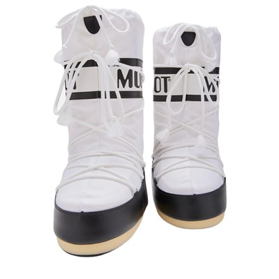 Moon Boot Icon Nylon Black/White Kadın Uzun Kar Botu