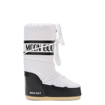 Moon Boot Icon Nylon Black/White Kadın Uzun Kar Botu