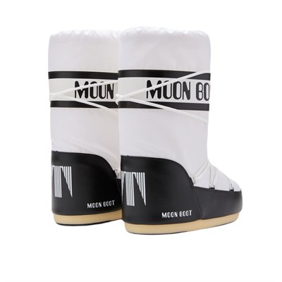 Moon Boot Icon Nylon Black/White Kadın Uzun Kar Botu