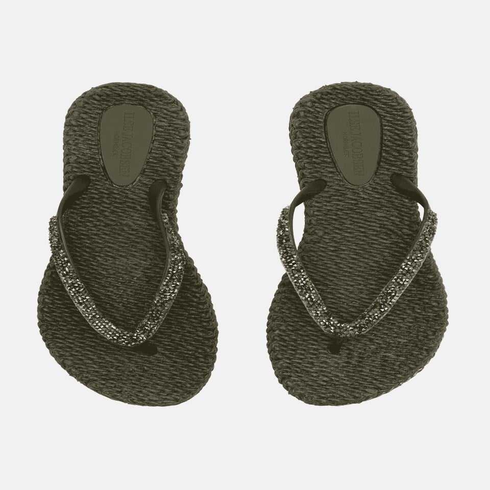 Ilse Jacobsen - Cheerful03G Flip Flop With Rhinest Haki Taşlı Parmak Arası Terlik