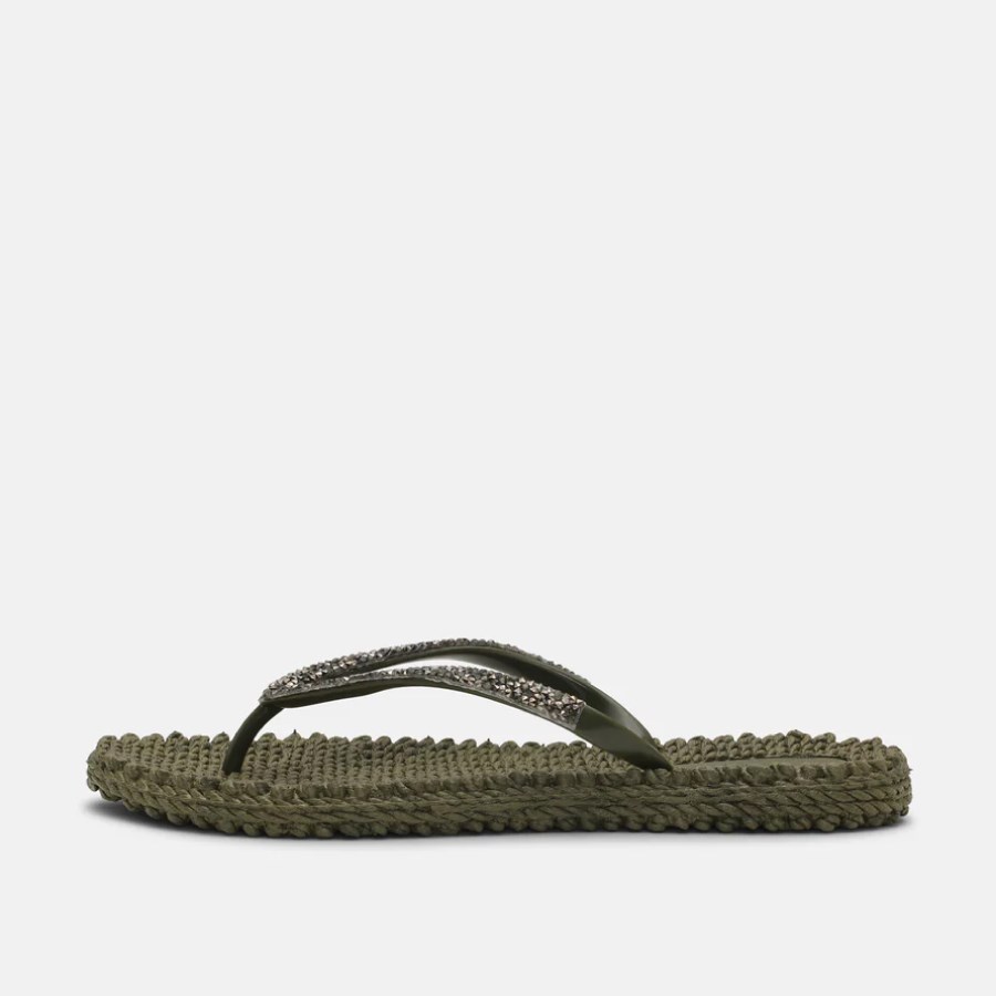 Ilse Jacobsen - Cheerful03G Flip Flop With Rhinest Haki Taşlı Parmak Arası Terlik
