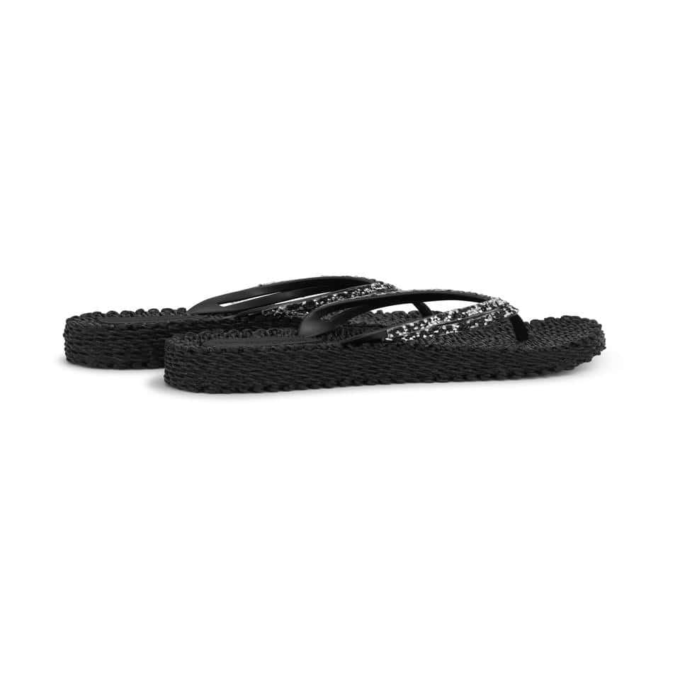 Ilse Jacobsen - Cheerful15 Flip Flop On Platform  Siyah Taşlı Platformlu Parmak Arası Terlik