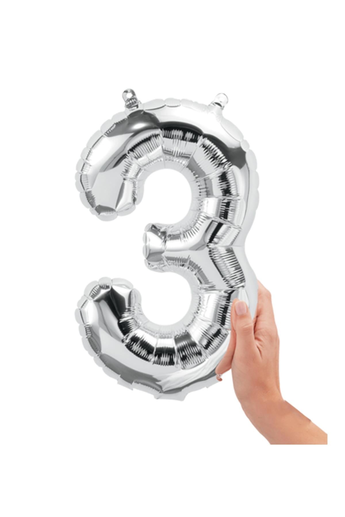 16'' Rakam Folyo Balon Silver 35 cm  ( 3 )