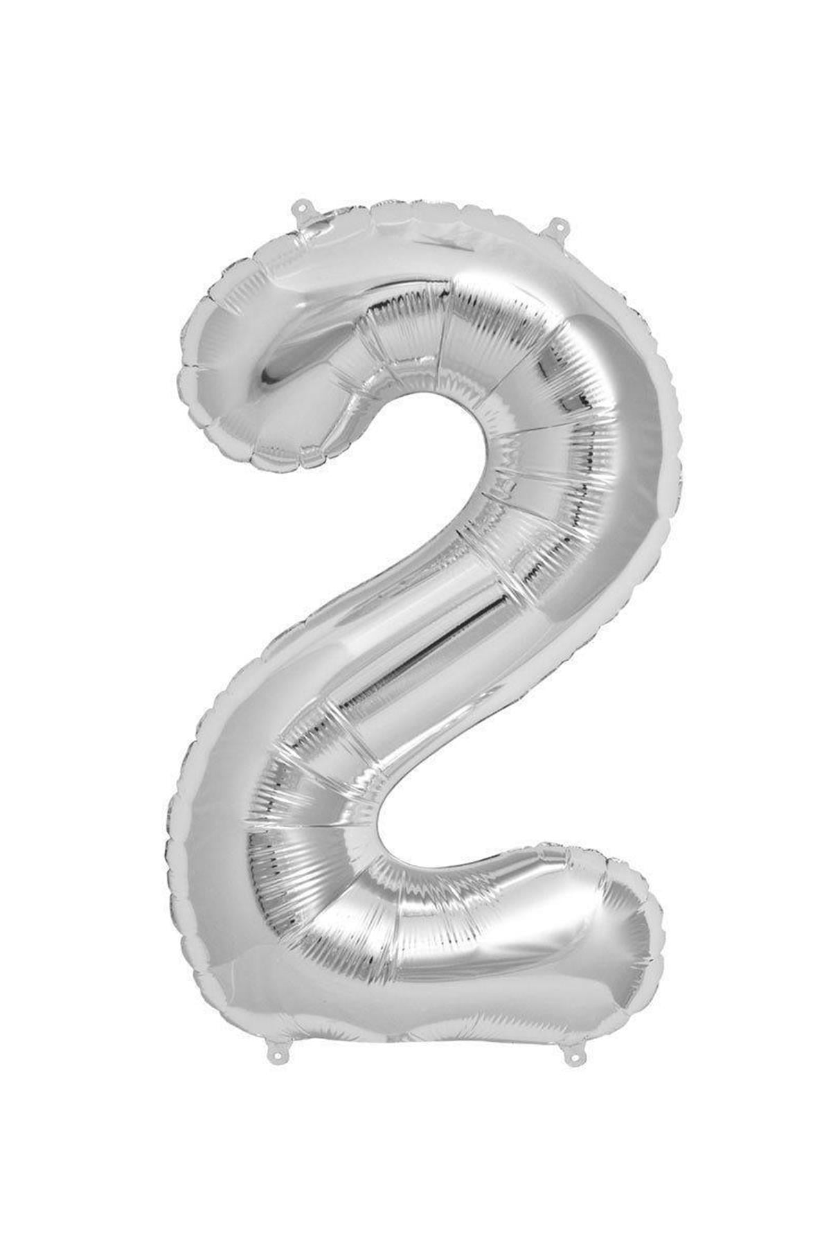 34'' Rakam Folyo Balon Silver 75 cm  ( 2 )